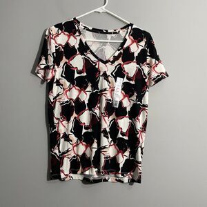Nine West Floral Print Short Sleeve Top Women’s XS NWT